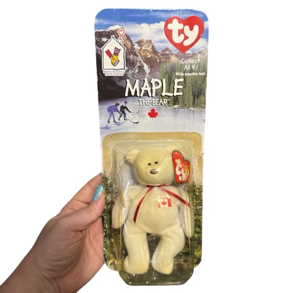 Maple the Bear Ty Beanie Baby 1999 McDonald’s Exclusive – Open Flap, Aged Bubble - Picture 1 of 10